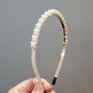 New boutique handmade pearl twisted metal flexible headband